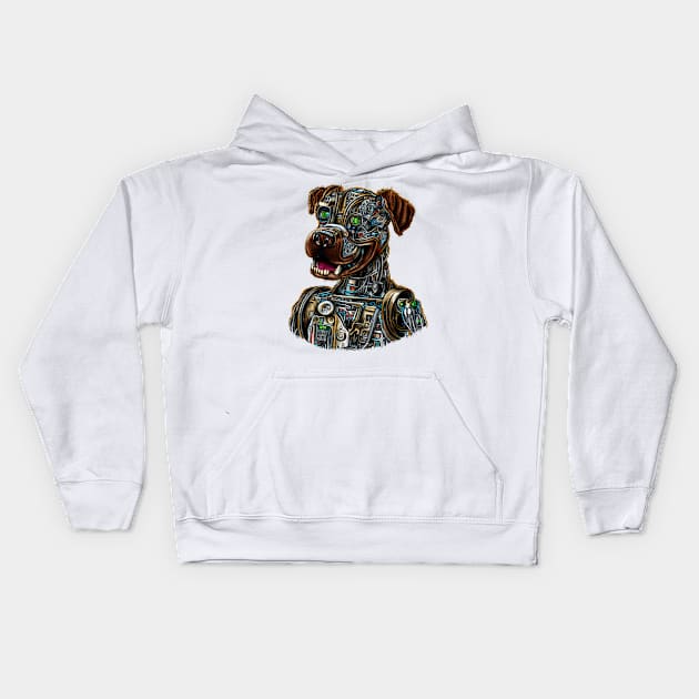 Cyborg Dog Kids Hoodie by Calisi